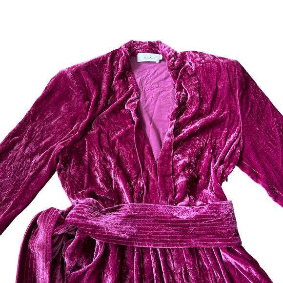 A.L.C. Kiera Dress Crushed Velvet Pink - Picture 8 of 13